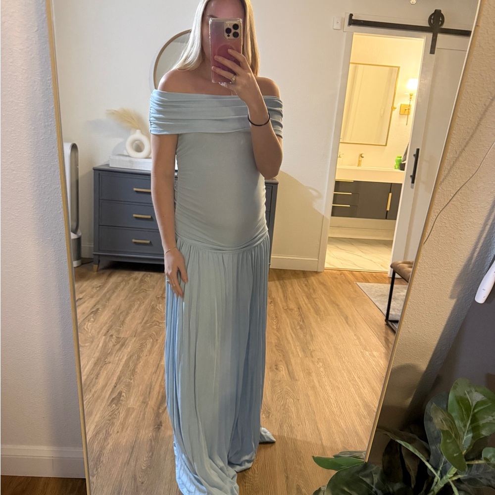 REVOLVE Off-Shoulder Sky Blue Maxi Dress
